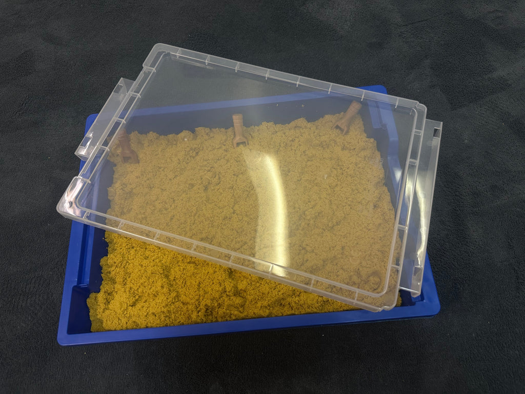 Basic Portable Sand Tray Starter Kit. Includes - Portable Sand Tray, 2.5 kg of Kinetic Sand (non-toxic and Australian made)  and Miniatures